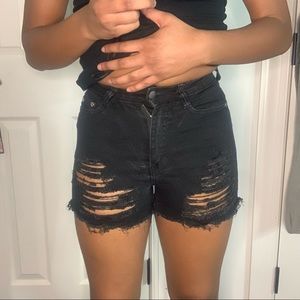 Fashion nova black distressed shorts